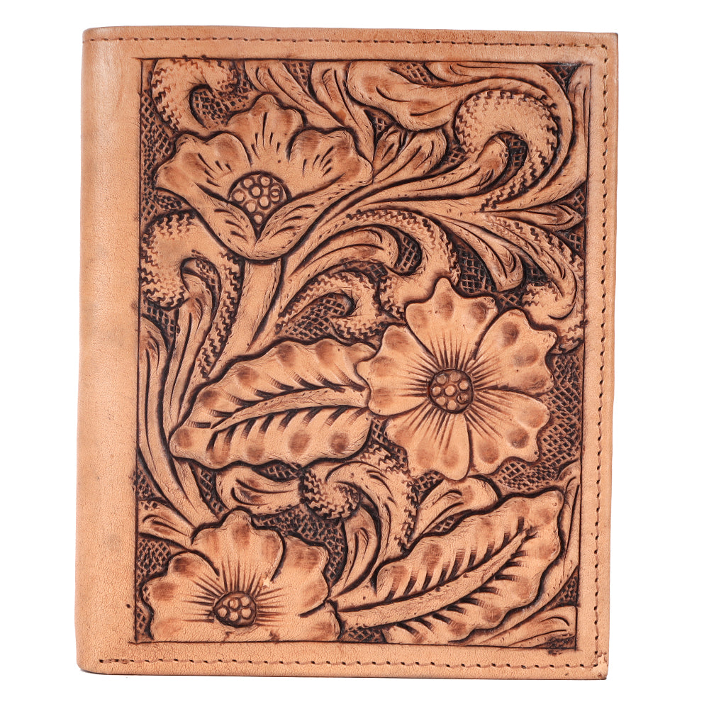 BAR H EQUINE Hand Carved Unisex Bifold Wallet Genuine Hair-On Leather