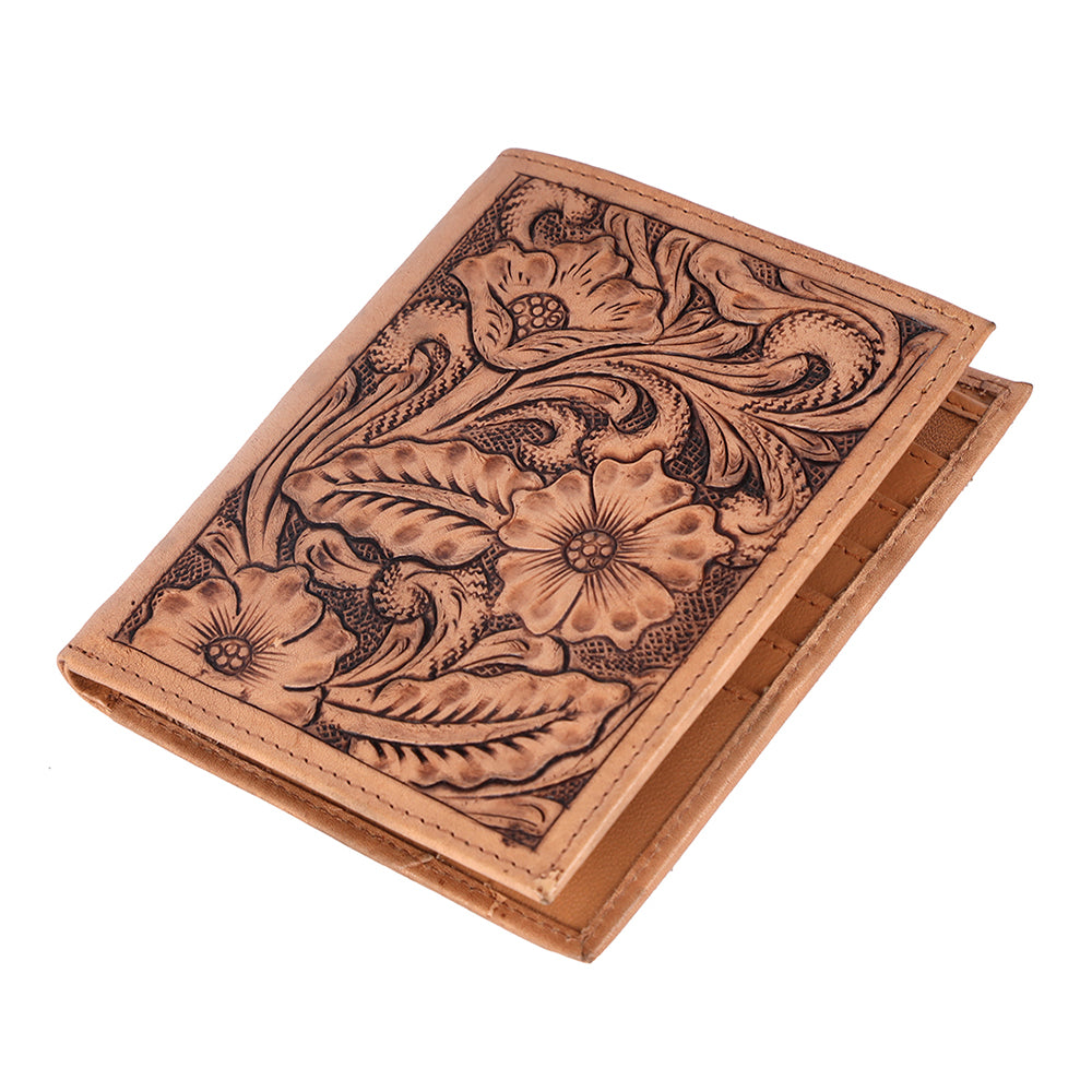 BAR H EQUINE Hand Carved Unisex Bifold Wallet Genuine Hair-On Leather