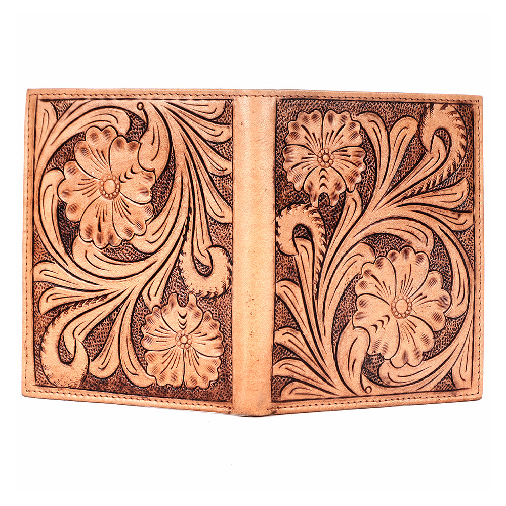 BAR H EQUINE Hand Carved Unisex Bifold Wallet Genuine Hair-On Leather