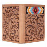 BAR H EQUINE Hand Carved Unisex Bifold Wallet Genuine Hair-On Leather