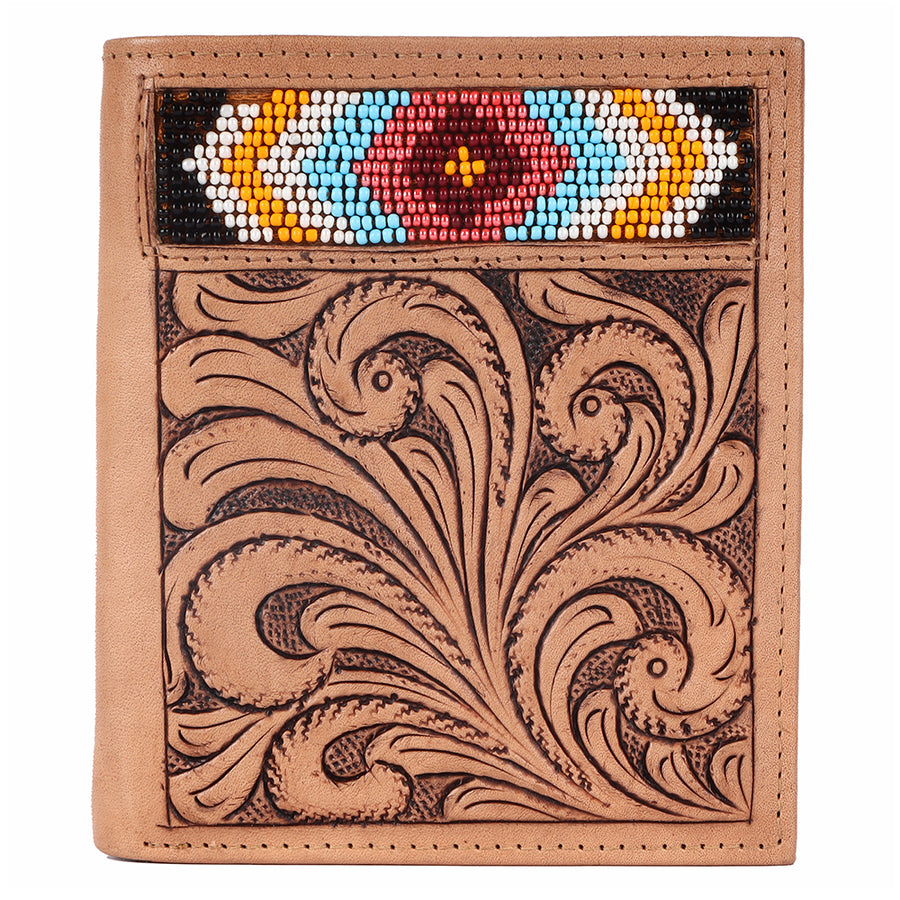 BAR H EQUINE Genuine Leather Hand-Carved Bifold Wallet for Men Women | Western Handmade Wallets Cowboy Casual Tooled