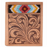 BAR H EQUINE Hand Carved Unisex Bifold Wallet Genuine Hair-On Leather
