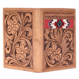 BAR H EQUINE Hand Carved Unisex Bifold Wallet Genuine Hair-On Leather