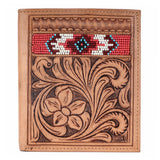 BAR H EQUINE Hand Carved Unisex Bifold Wallet Genuine Hair-On Leather