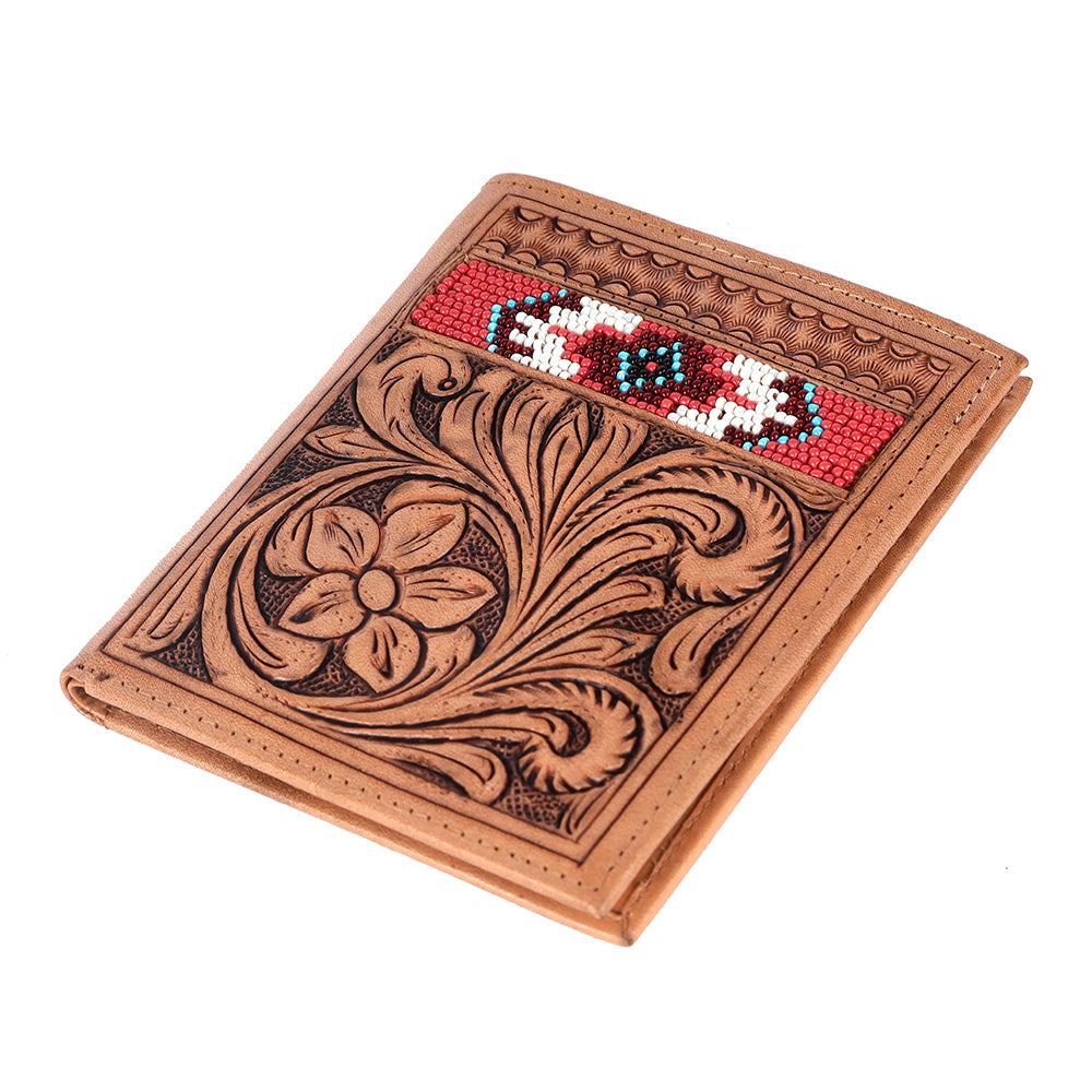 BAR H EQUINE Hand Carved Unisex Bifold Wallet Genuine Hair-On Leather