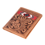 BAR H EQUINE Genuine Leather Hand Carved Rodeo Bifold Wallet For Men Women