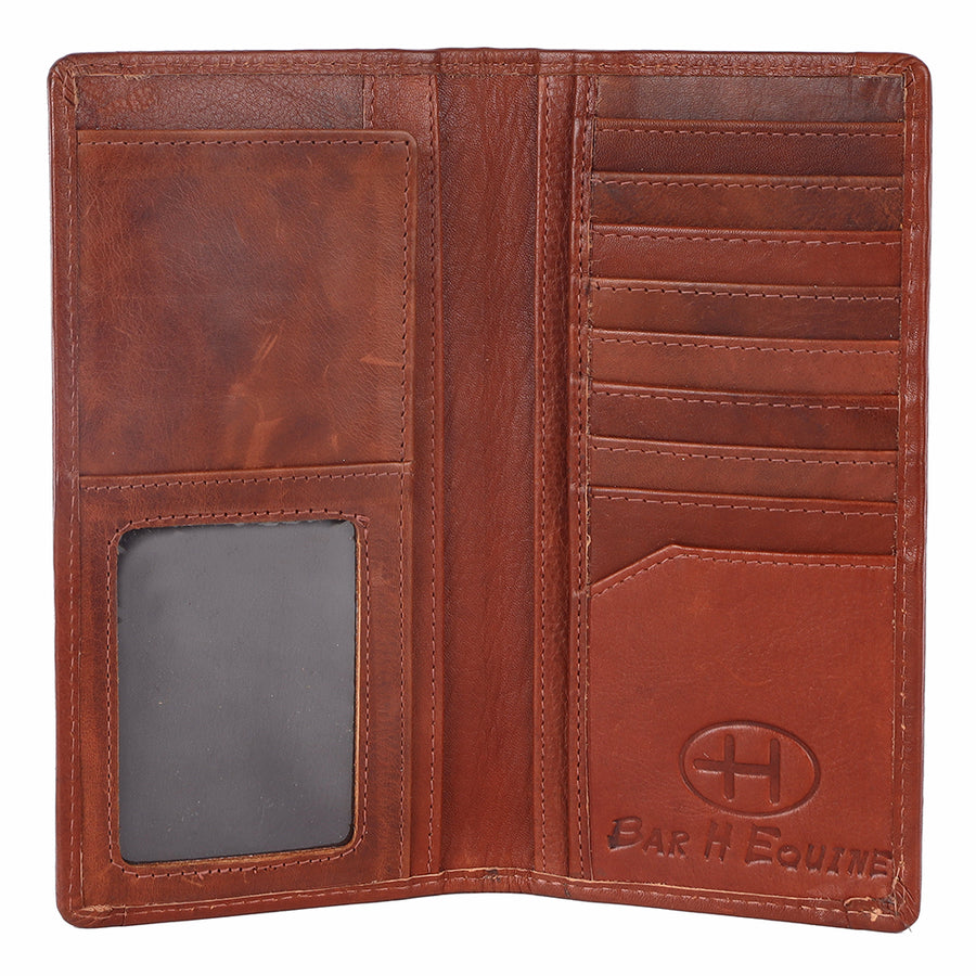BAR H EQUINE Genuine Leather Hand-Carved Bifold Wallet for Men Women | Western Handmade Wallets Cowboy Casual Tooled