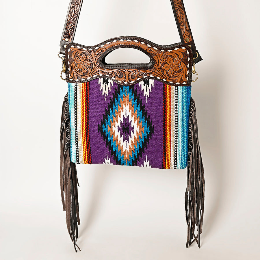 OHLAY Clutch Hand Tooled Saddle Blanket Genuine Leather women bag western handbag