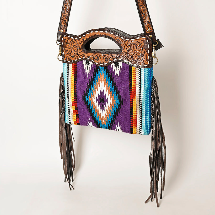 OHLAY OHA103A HOBO Hand Tooled Upcycled Wool Genuine Leather women bag by Hilason – Cowboy and equestrian accessories