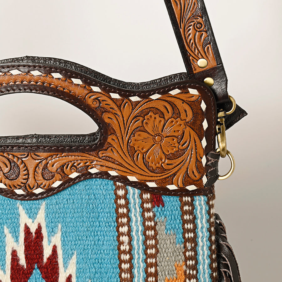 OHLAY Clutch Hand Tooled Saddle Blanket Genuine Leather women bag western handbag