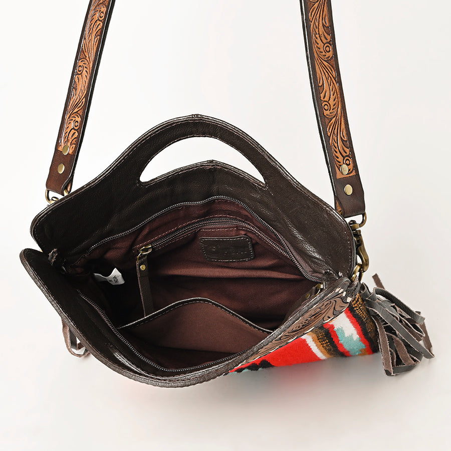 OHLAY Clutch Hand Tooled Saddle Blanket Genuine Leather women bag western handbag