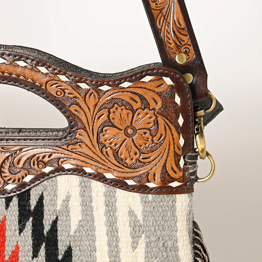 OHLAY Clutch Hand Tooled Saddle Blanket Genuine Leather women bag western handbag