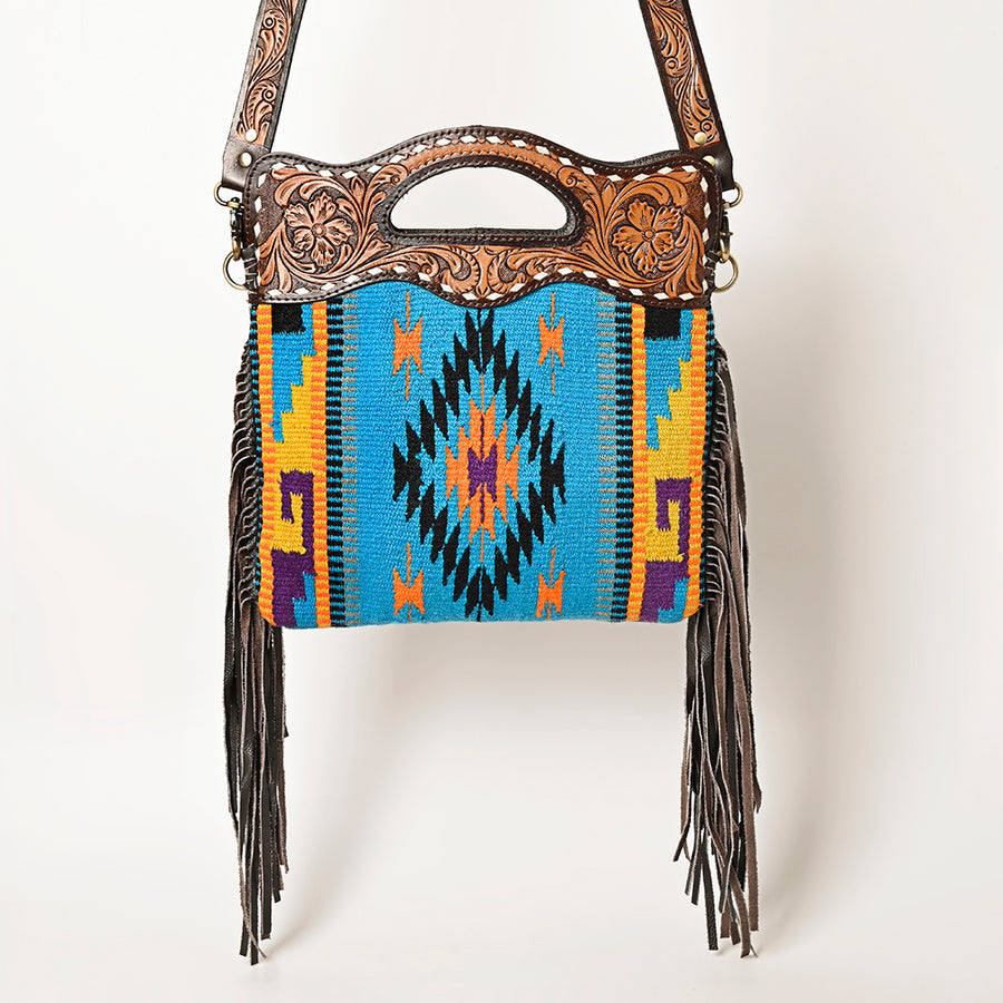 OHLAY Clutch Hand Tooled Saddle Blanket Genuine Leather women bag western handbag