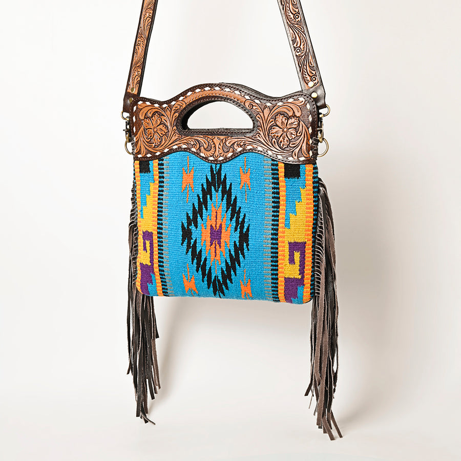OHLAY OHA103E HOBO Hand Tooled Upcycled Wool Genuine Leather women bag by Hilason – Cowboy and equestrian accessories