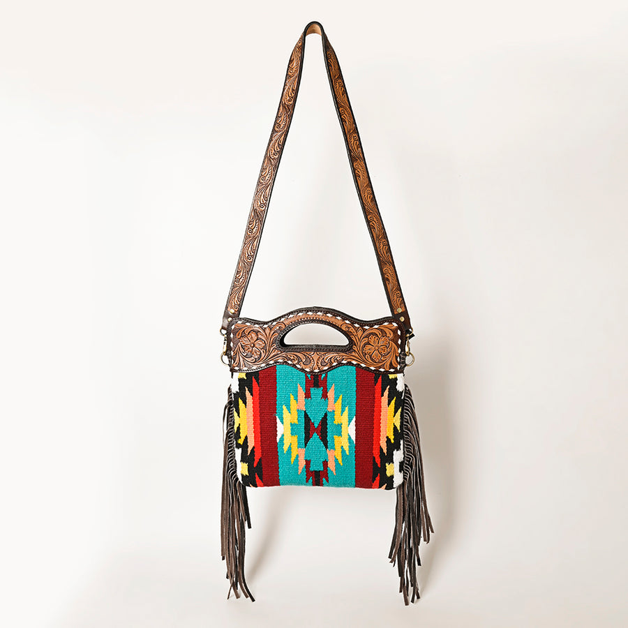 OHLAY Clutch Hand Tooled Saddle Blanket Genuine Leather women bag western handbag