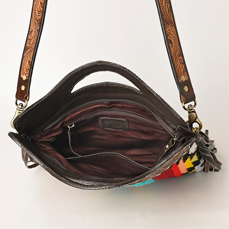 OHLAY Clutch Hand Tooled Saddle Blanket Genuine Leather women bag western handbag