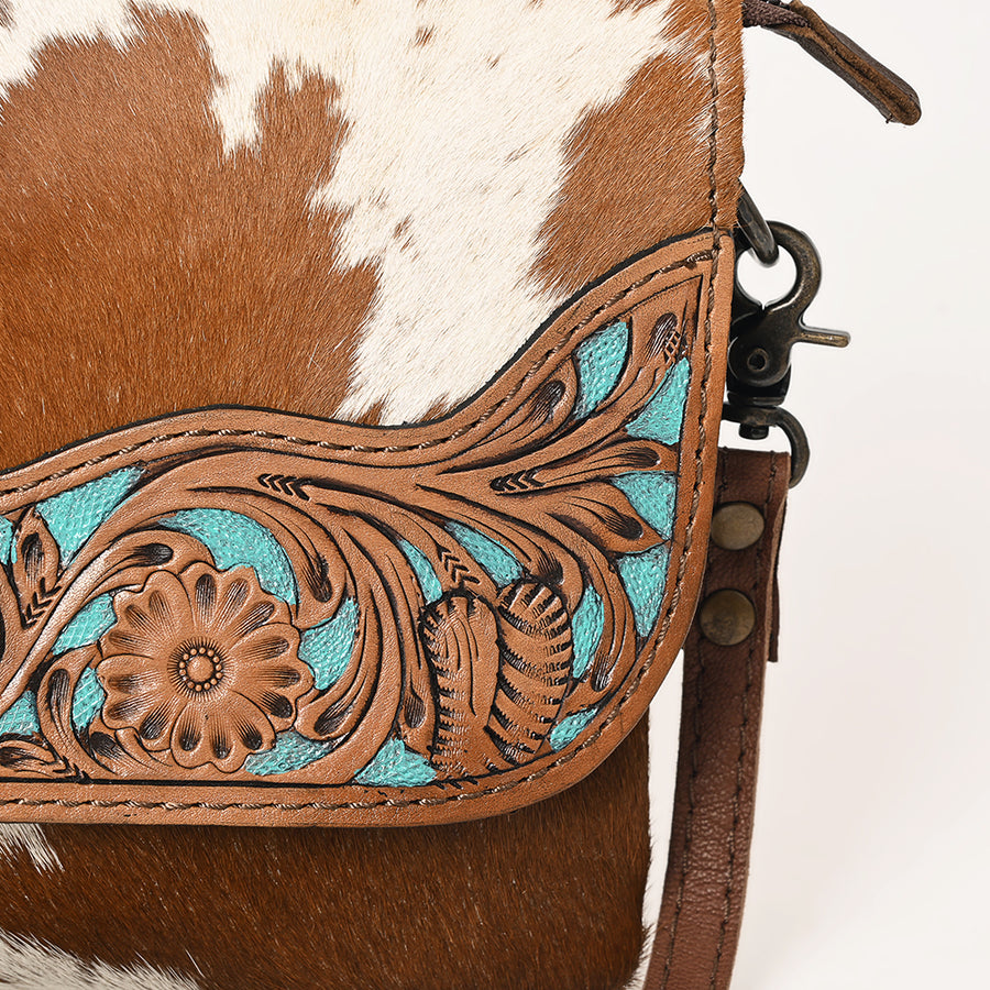 Ohlay Bags OHG127 Clutch Hand Tooled Hair-On Genuine Leather Women Bag Western Handbag Purse