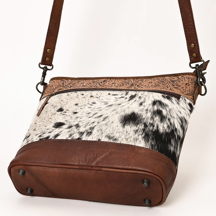 OHLAY Large Crossbody Hand Tooled Hair-On Genuine Leather Women Bag Western Handbag Purse | Womens Handbags Belt for Summer