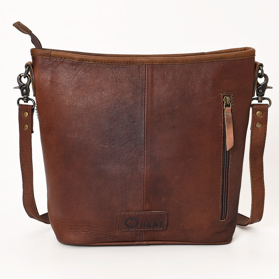 OHLAY Large Crossbody Hand Tooled Hair-On Genuine Leather Women Bag Western Handbag Purse | Womens Handbags Belt for Summer
