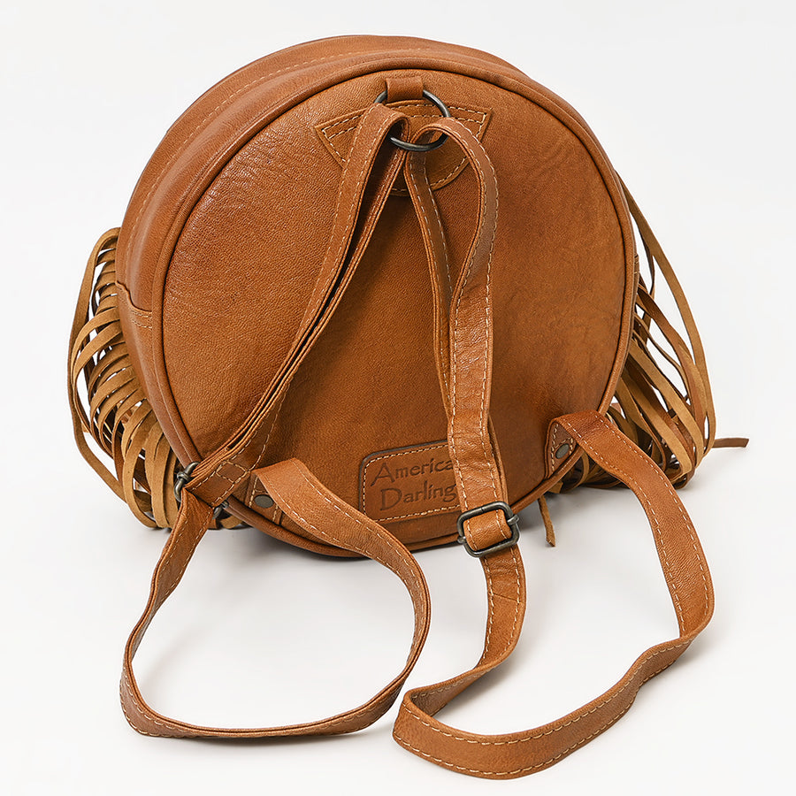 American Darling Western Hair-On Cowhide Fringe Backpack Bag Genuine Leather Handmade Travel Festival Everyday Western Style Bag