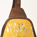 American Darling ADBG1146B Sling Hand Tooled Hair On Genuine Leather women bag western handbag purse