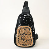 American Darling ADBG1146E Sling Hand Tooled Hair On Genuine Leather women bag western handbag purse