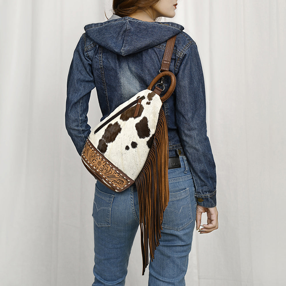 American Darling Sling Hand Tooled Hair-onGenuine Leather women bag western handbag purse