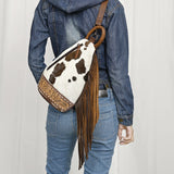 American Darling Sling Hand Tooled Hair-onGenuine Leather women bag western handbag purse