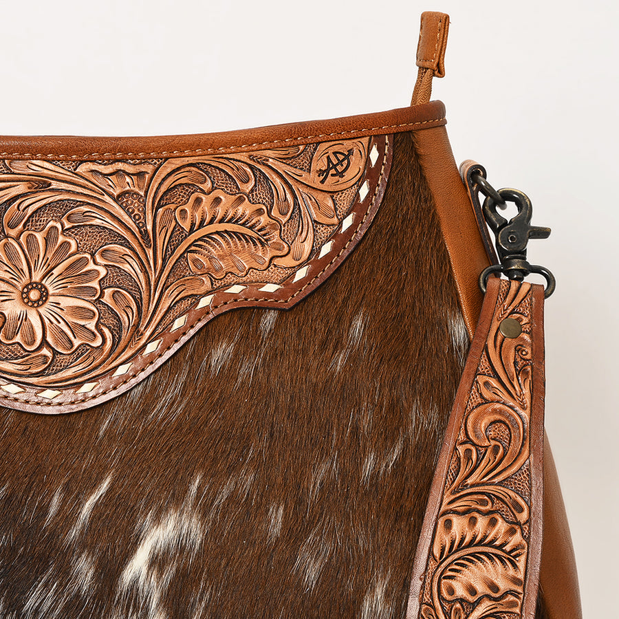 American Darling Western Cowhide Leather Crossbody Bag Hand-Tooled Floral Strap Genuine Leather Handmade Western Purse Everyday Shoulder Bag