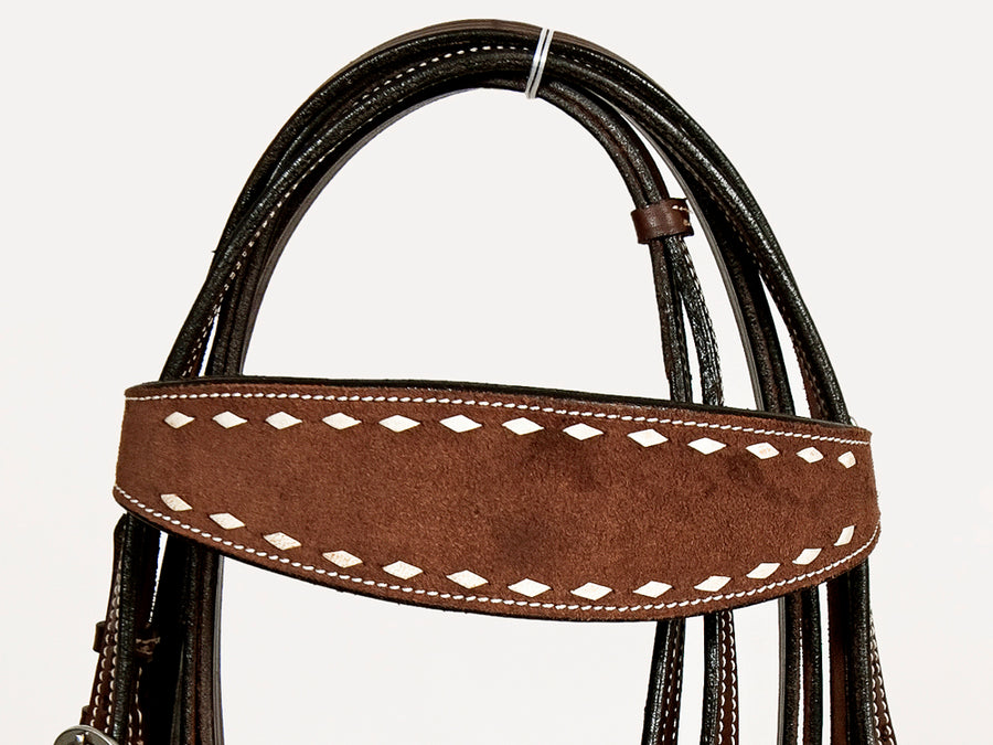 HILASON Western Horse Genuine Leather Headstall & Breast Collar With Side Buck Stitch Brown | for horses set headstalls