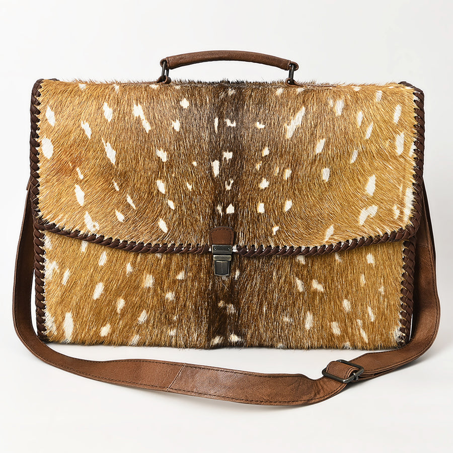 American Darling Hair-On Cowhide Briefcase Bag – Genuine Leather Western Work Bag with Shoulder Strap | Premium Handmade Laptop Case