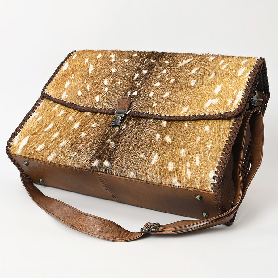 American Darling Hair-On Cowhide Briefcase Bag – Genuine Leather Western Work Bag with Shoulder Strap | Premium Handmade Laptop Case