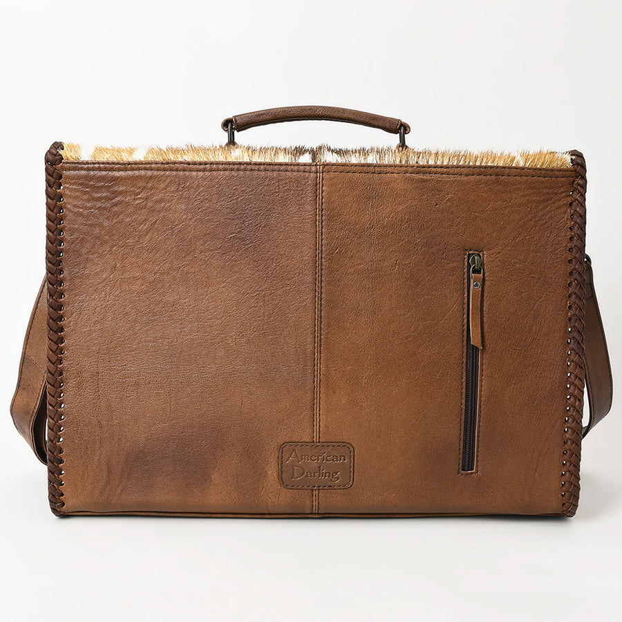 American Darling Hair-On Cowhide Briefcase Bag – Genuine Leather Western Work Bag with Shoulder Strap | Premium Handmade Laptop Case