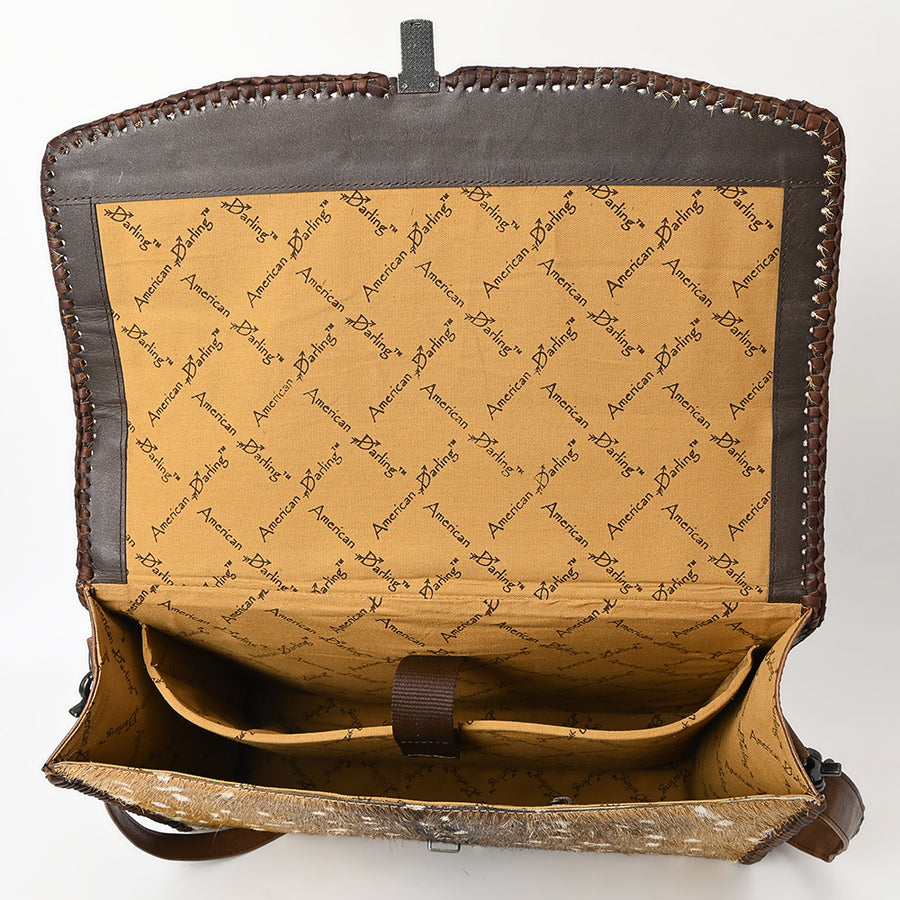 American Darling Hair-On Cowhide Briefcase Bag – Genuine Leather Western Work Bag with Shoulder Strap | Premium Handmade Laptop Case