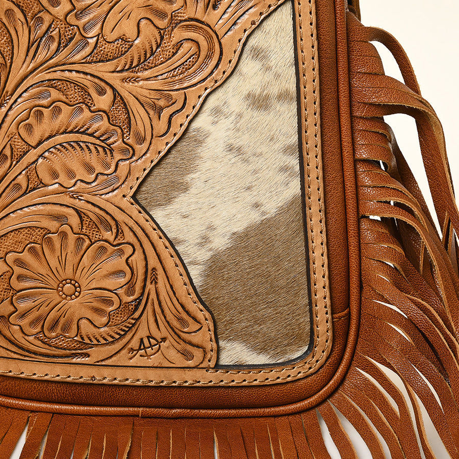 American Darling Hand-Tooled Leather Sling Bag – Genuine Leather Floral Carved Western Crossbody | 13in (H) X 8in (W) X 3in (D)