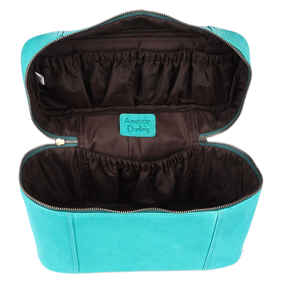 American Darling Jewelry Case Western Genuine Leather Handcrafted Vanity Box Travel Cosmetics Organizer Case