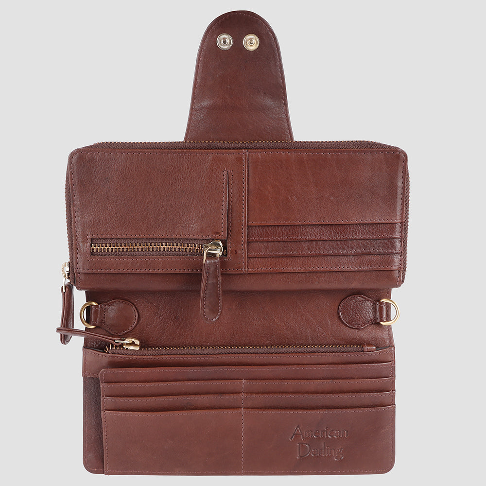 American Darling Wallet Full Grain Genuine Leather Western Women Bag | Handbag Purse Wristlet Travel Clutch