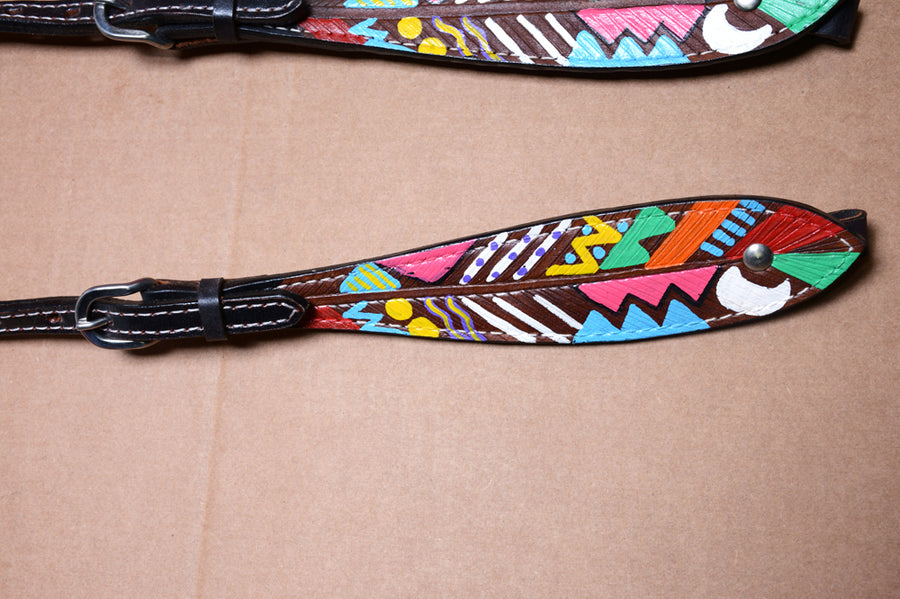 HILASON Western Horse Genuine Leather Printed Tack set Black | for