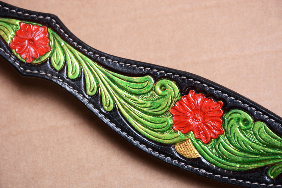 COMFYTACK Western Horse Hand Painted Headstall Breast Collar Tack Genuine Leather