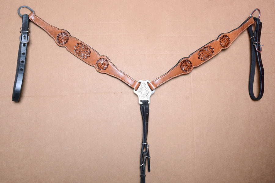 COMFYTACK Western Horse Hand Tooled Genuine Leather Headstall Breast Collar Tack