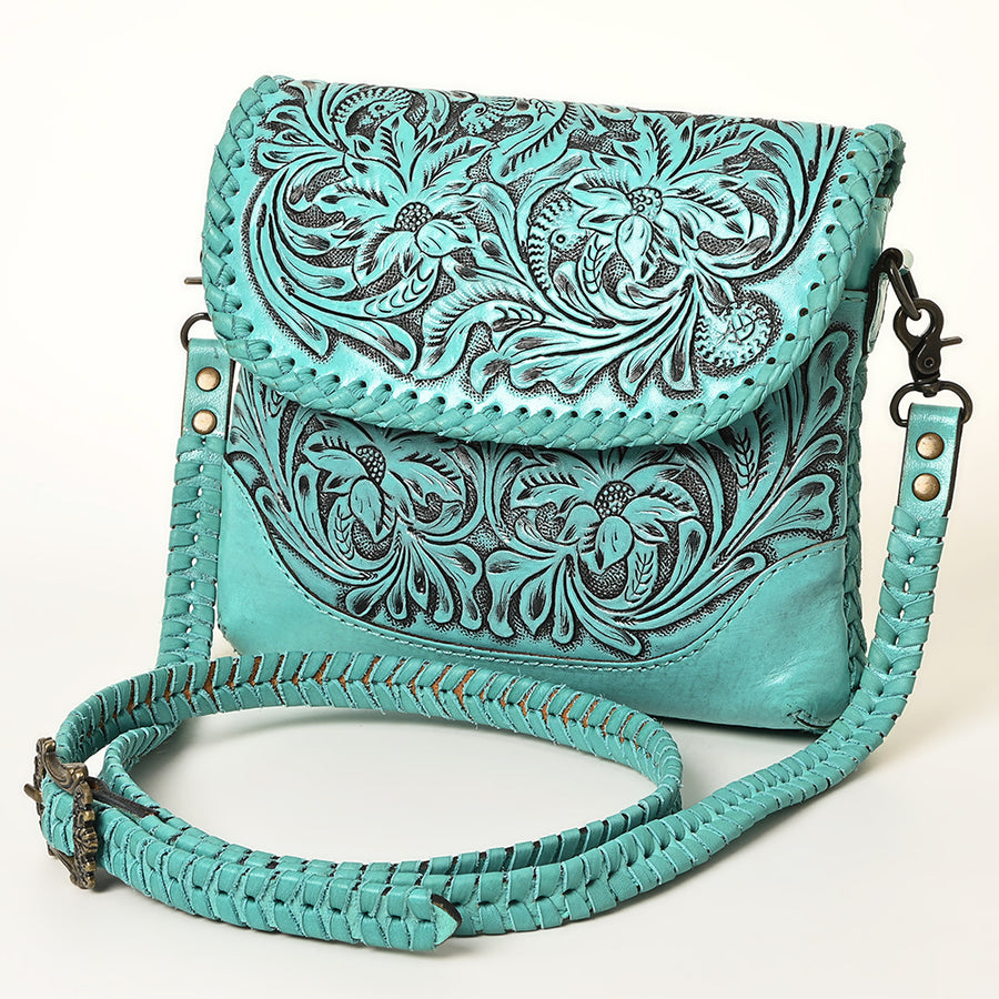 American Darling Handcrafted Leather Western Crossbody Bag - Hand-Tooled Floral Carving with Genuine Leather - Hilason