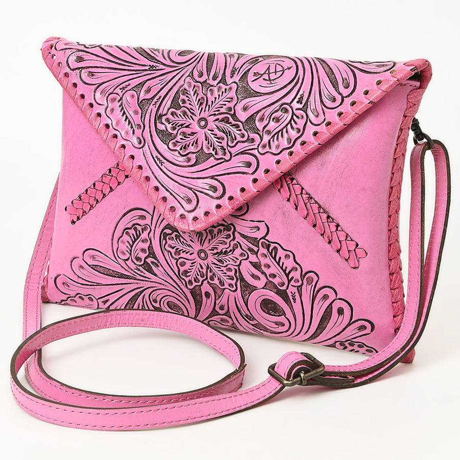 American Darling Hand-Tooled Genuine Leather Western Envelope Bag - Floral Carved Crossbody - Uhorse