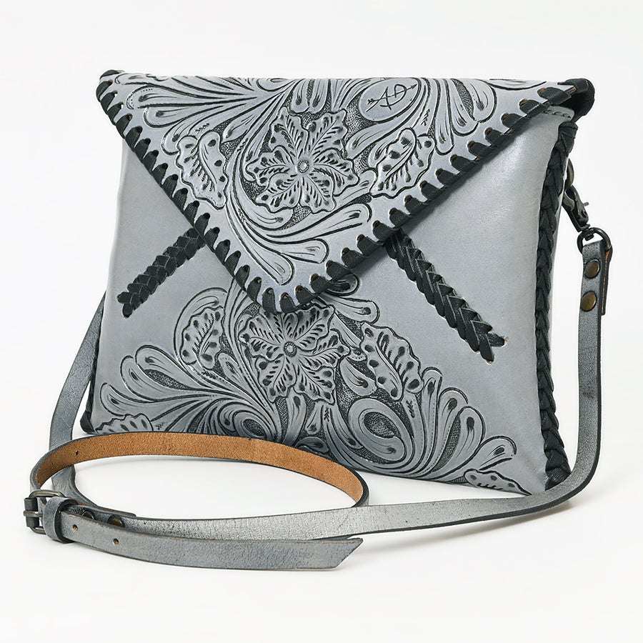 American Darling Hand-Tooled Genuine Leather Western Envelope Bag - Floral Carved Crossbody - Uhorse