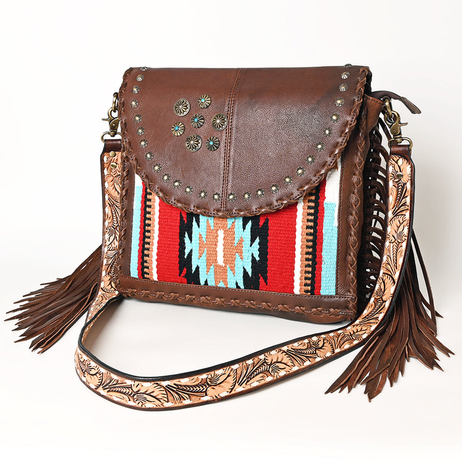 American Darling Crossbody Saddle Blanket Hand Tooled Genuine Leather Women Bag Western Handbag Purse - Uhorse