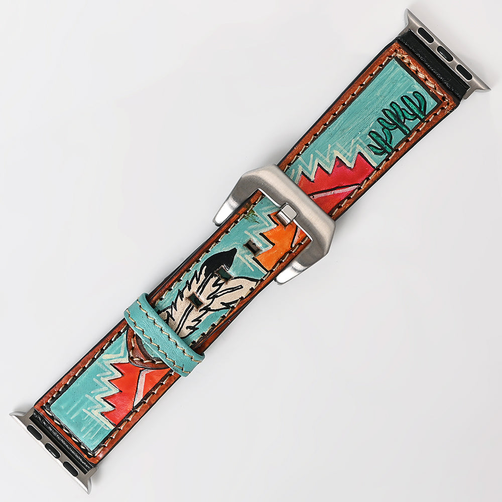 American Darling I watch Strap Genuine Leather With Beautiful Cactus Hand Painted Smart