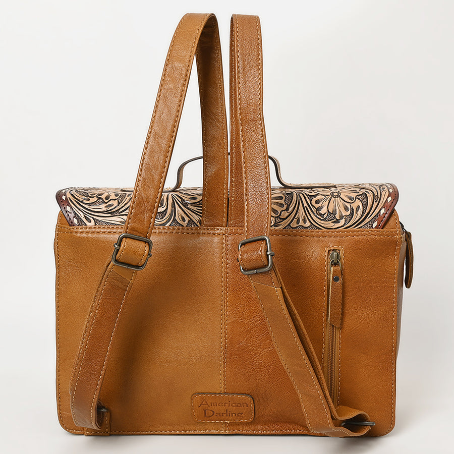 American Darling Western Leather Backpack Bag – Hand-Tooled Floral Carving, Genuine Leather, Hair-On Cowhide, Everyday Travel Pack