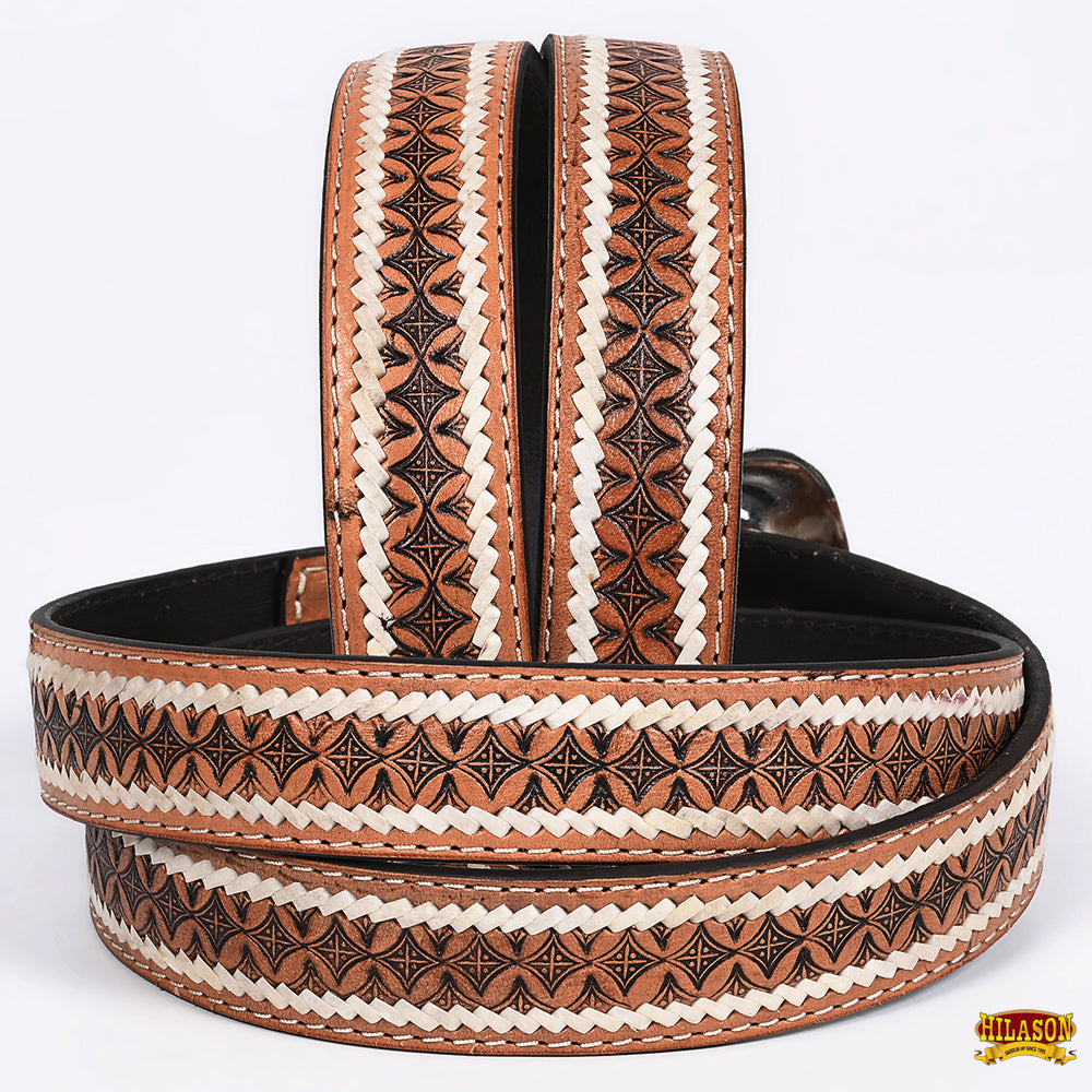 HILASON Western Genuine Leather Belt for Men Women Cowboy Cowgirl Handmade Unisex Full Grain Heavy Duty Engraved Buckle Belt