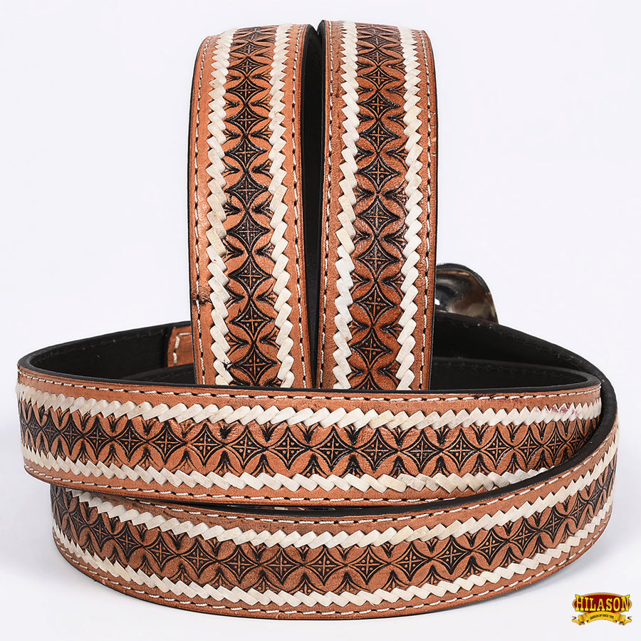 HILASON Western Genuine Leather Belt for Men Women Cowboy Cowgirl Handmade Unisex Full Grain Heavy Duty Engraved Buckle