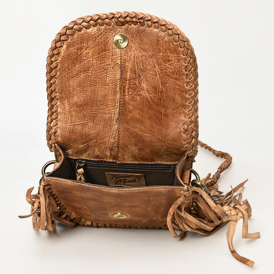 Never Mind Nmbgm168 Small Crossbody Vintage Handmade Genuine Cowhide Leather Women Bag Western Handbag Purse