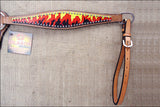 HILASON Western Horse Leather Headstall & Breast Collar Tack Set Flame